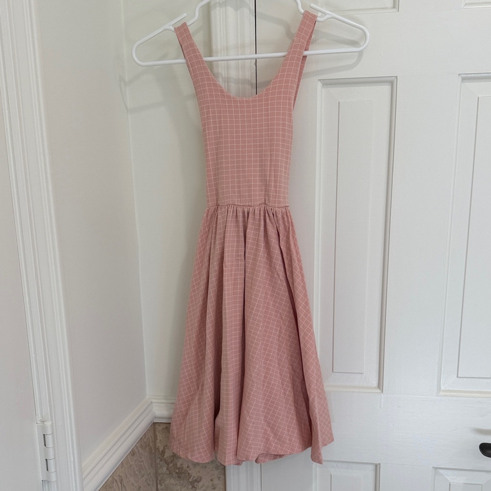 Charming Pink Grid Kids Dress